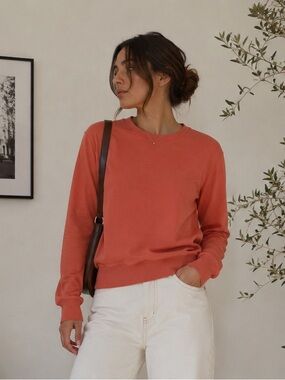 A.P.C. Salmon Crewneck Sweatshirt 100% Cotton Turkey Women Large Minimalist